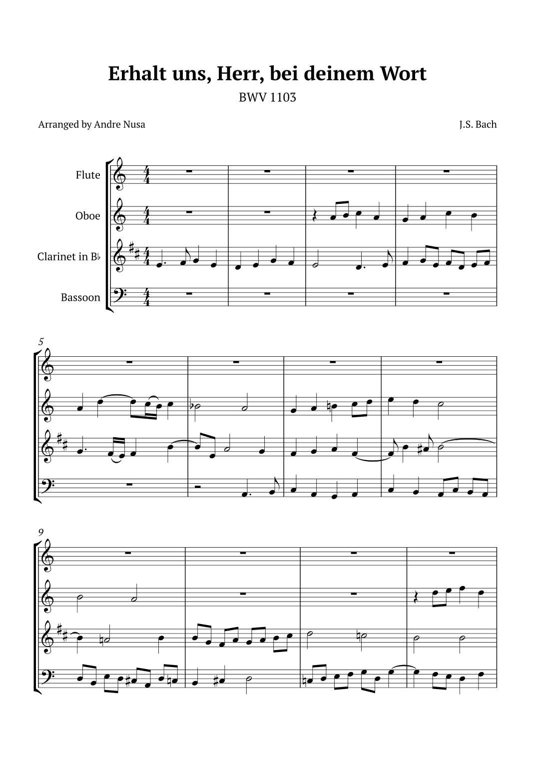 Erhalt uns, Herr, bei deinem Wort BWV 1103 (arr. André Nusa)