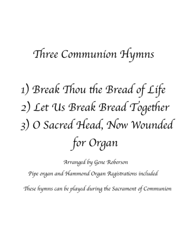 Three Communion Hymns for Organ (arr. Gene Roberson)