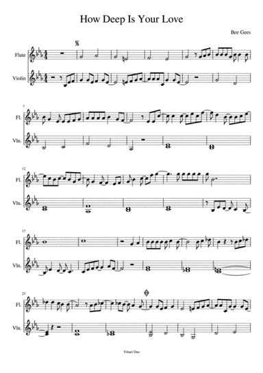 How Deep Is Your Love (arr. Vittari Duo, Nia Squirrell)