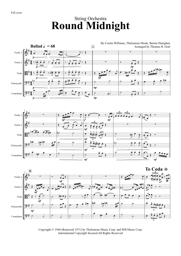 'round Midnight (arr. Thomas Graf)
