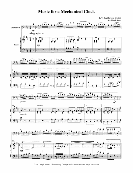 Music for a Mechanical Clock for Euphonium & Piano (arr. Ralph Sauer)