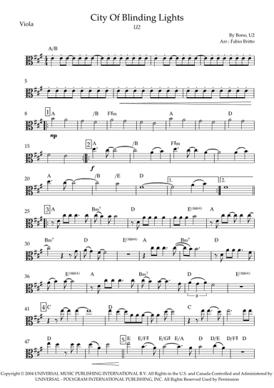 City Of Blinding Lights (arr. Fabio Britto)