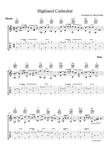 Highland Cathedral For Guitar TAB (arr. Martin Hay)