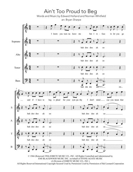 Ain't Too Proud To Beg (arr. Bryan Sharpe)