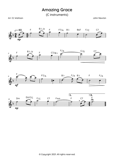 Amazing Grace flute (arr. Douglas Wattson)