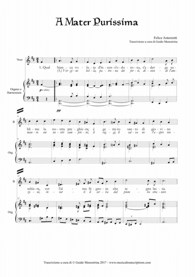 Felice Antonietti - A mater purissima (1916) (arr. Guido Menestrina)