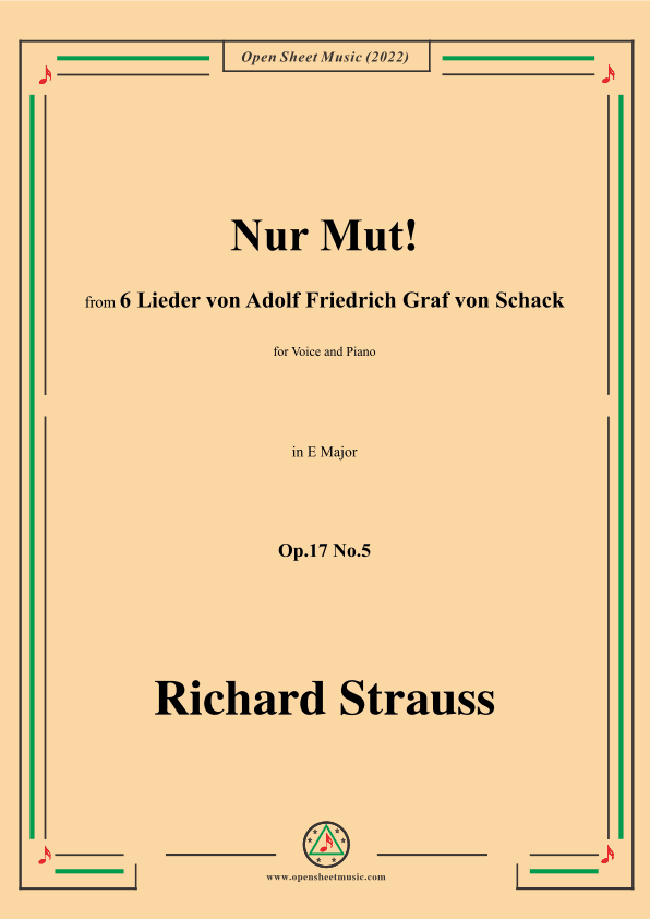 Richard Strauss-Nur Mut!,in E Major,Op.17 No.5 (arr. OSM Press)