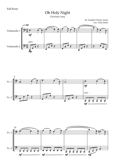 Oh Holly Night (Christmas Song) for Cello Duo (arr. Fabio Britto)