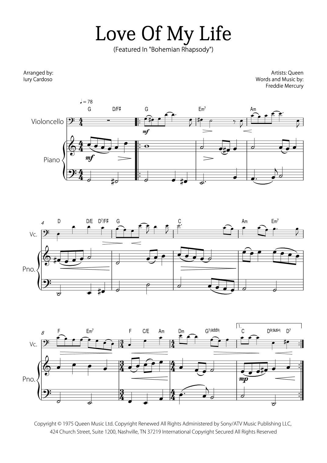 Love Of My Life (arr. Iury Cardoso)
