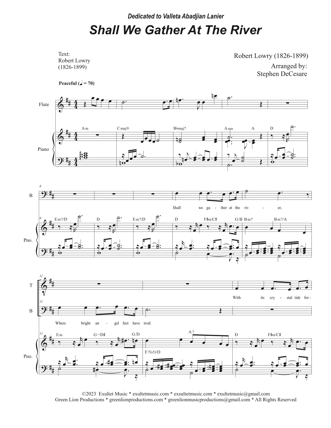 Shall We Gather At The River (Duet for Tenor and Bass solo) (arr. Stephen DeCesare)