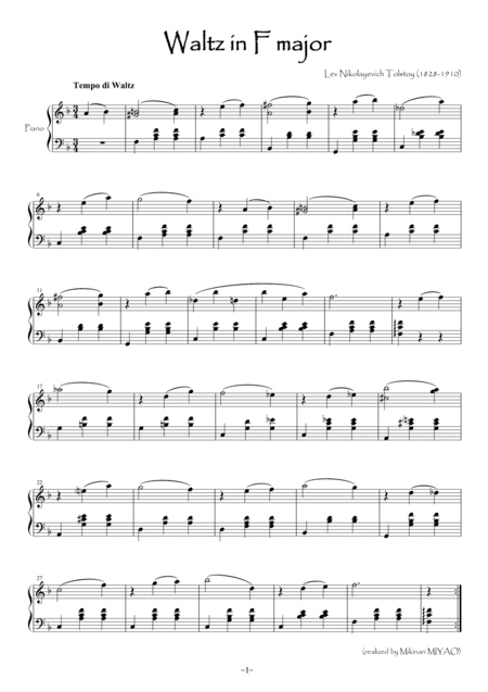 Tolstoy's Waltz [piano solo] (arr. Madness Music)