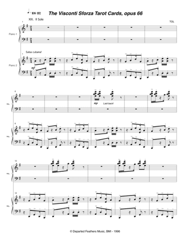Visconti Sforza Tarot Cards, opus 66 ... Twenty Two Salon Pieces For Two Pianos (1996) 20 Il Sole
