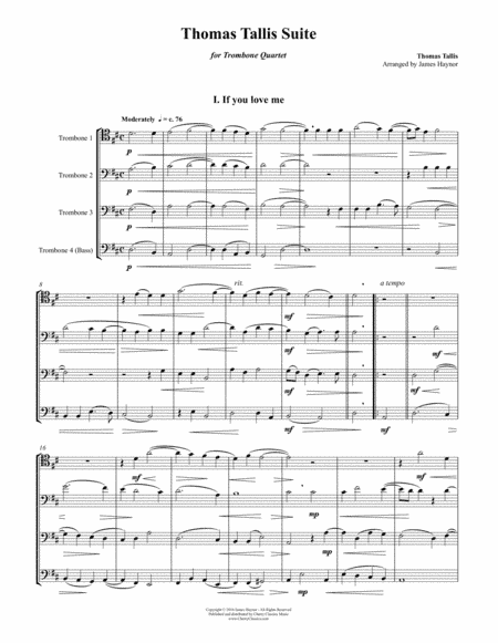 Thomas Tallis Suite for Trombone Quartet (arr. James Haynor)