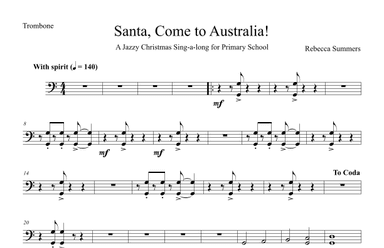 Santa, Come to Australia! - (New! Original! 2 part, piano and EASY TROMBONE)