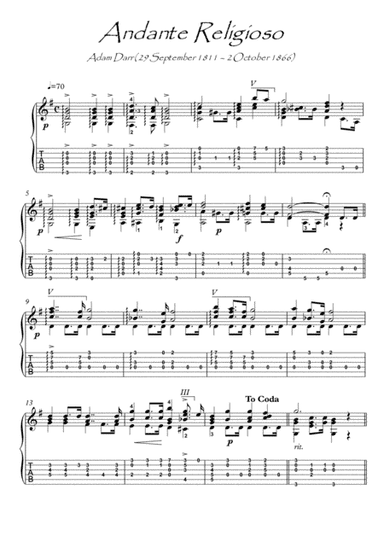 Andante Religioso classical guitar (arr. PianoSheetNow)