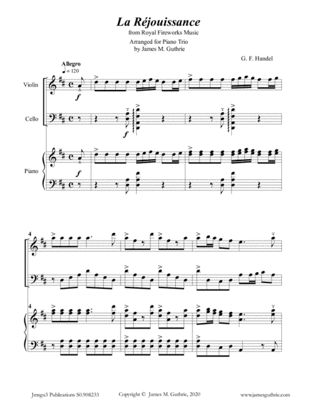 Handel: La Réjouissance from Royal Fireworks Music for Piano Trio (arr. James M. Guthrie)