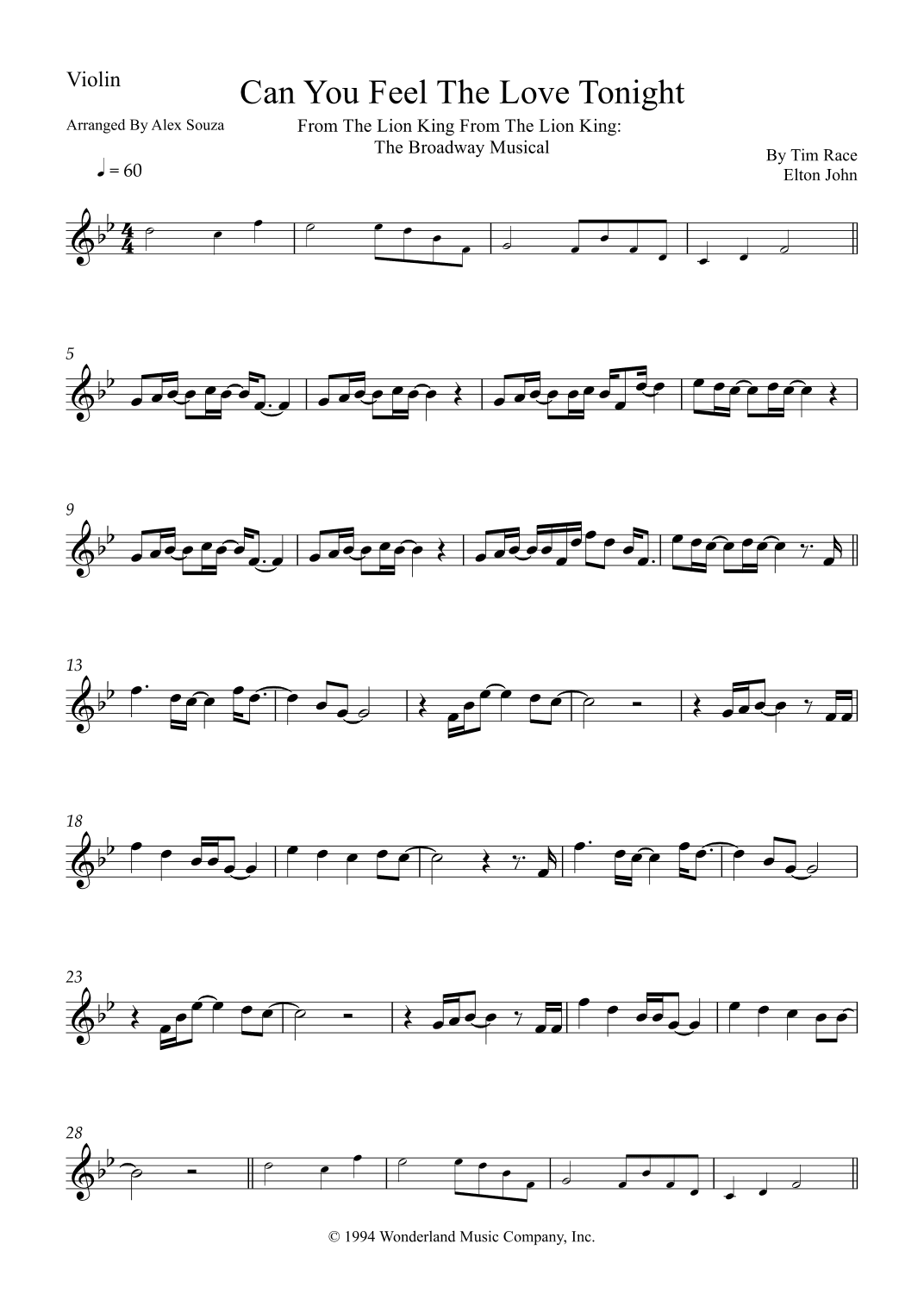 Can You Feel The Love Tonight (arr. Alex Souza)