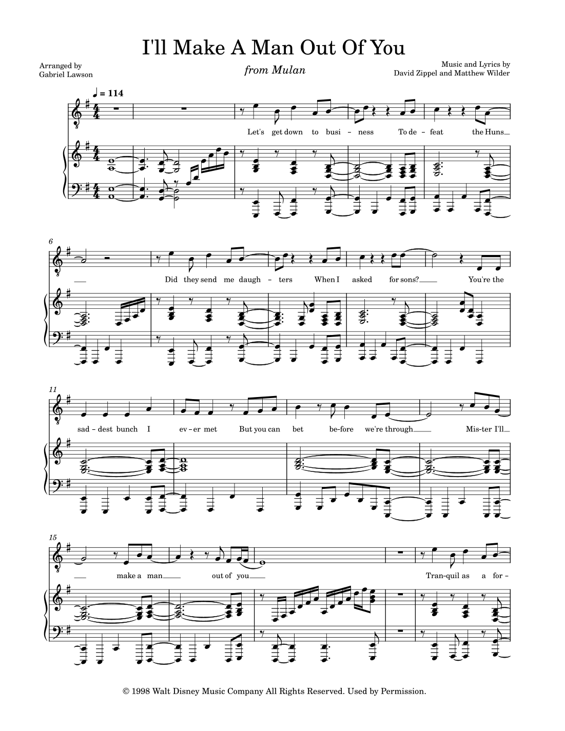 I'll Make A Man Out Of You (arr. Gabriel Lawson)