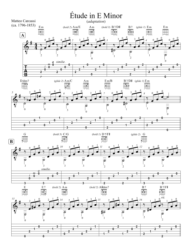 Etude in E Minor by Matteo Carcassi (adaptation) (arr. Dennis McCorkle)