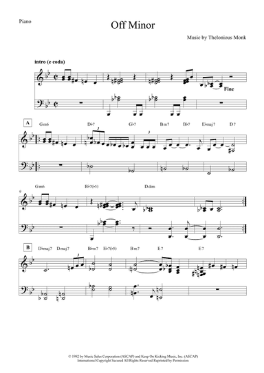 Off Minor (arr. The Sheet Music Library)