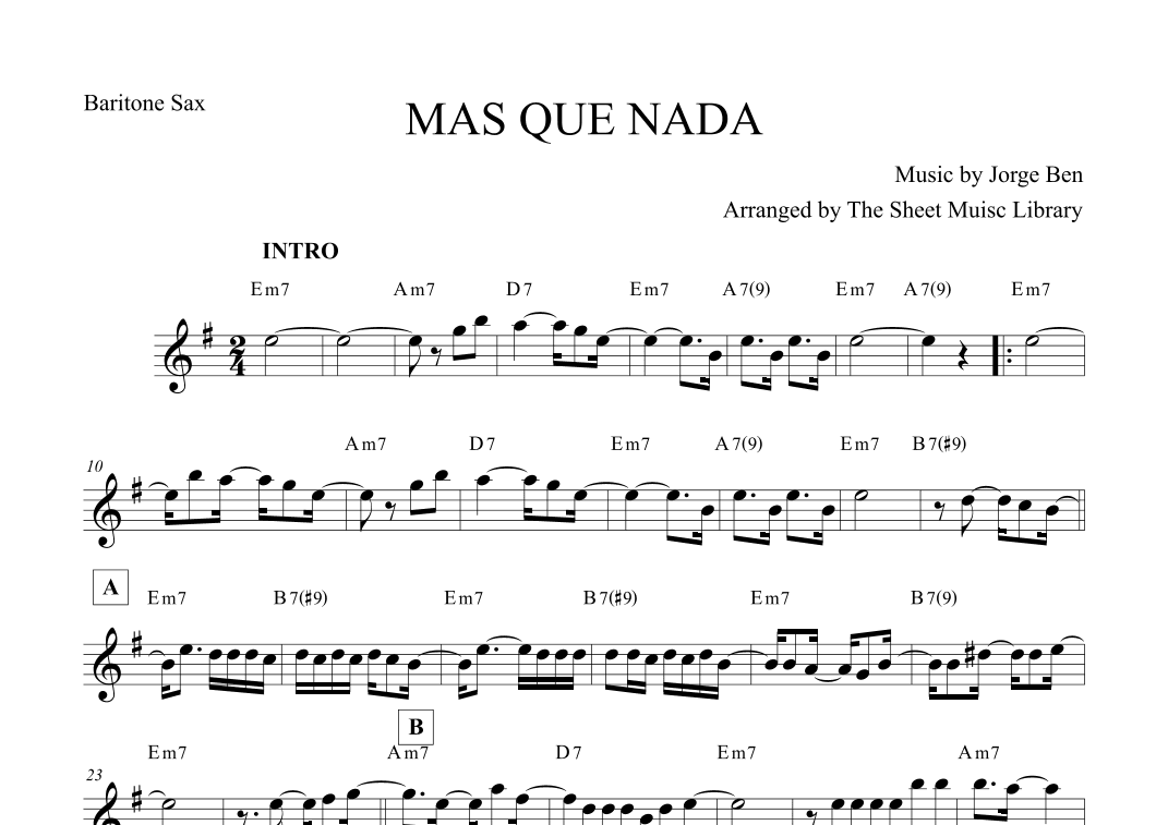 Mas Que Nada (arr. The Sheet Music Library)