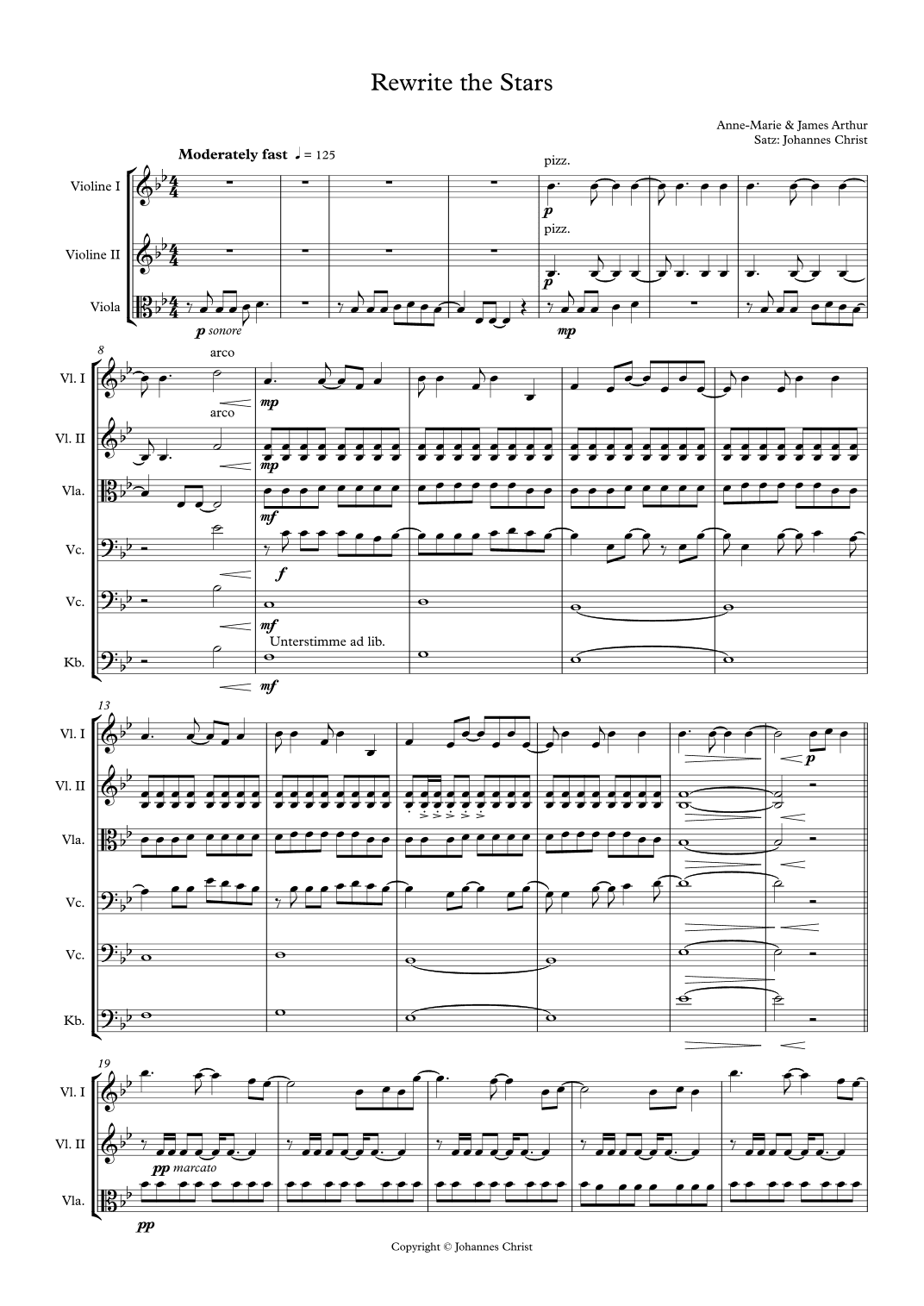 Rewrite The Stars (arr. Johannes Christ)