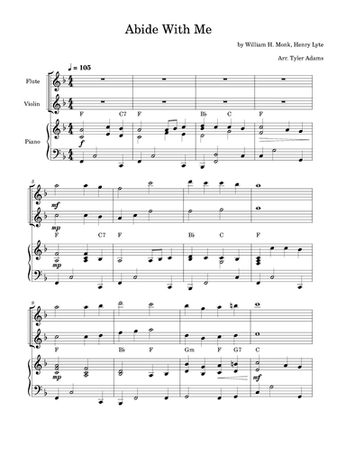 Abide With Me (Flute and Violin Duet with Piano) (arr. Tyler Adams)