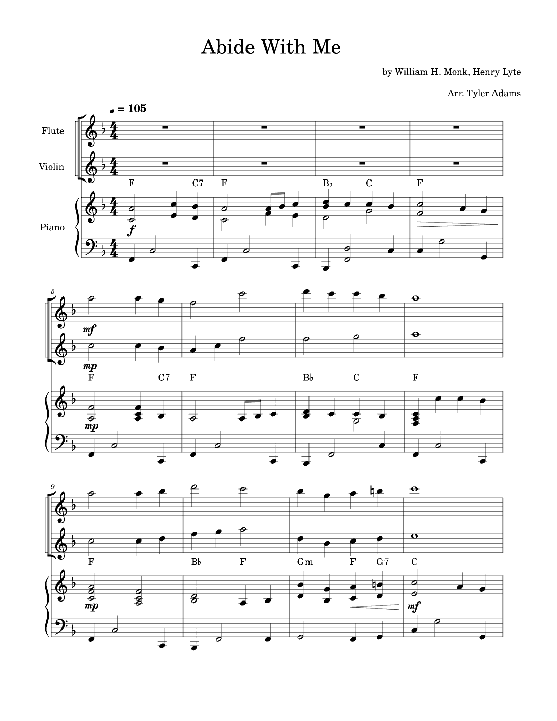 Abide With Me (Flute and Violin Duet with Piano) (arr. Tyler Adams)