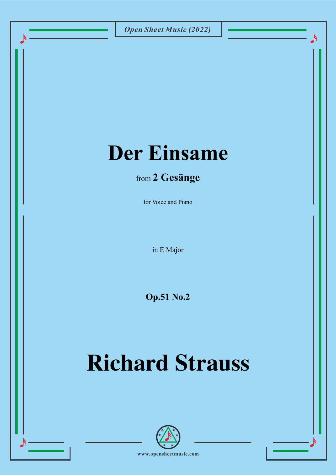 Richard Strauss-Der Einsame,in E Major,Op.51 No.2 (arr. OSM Press)