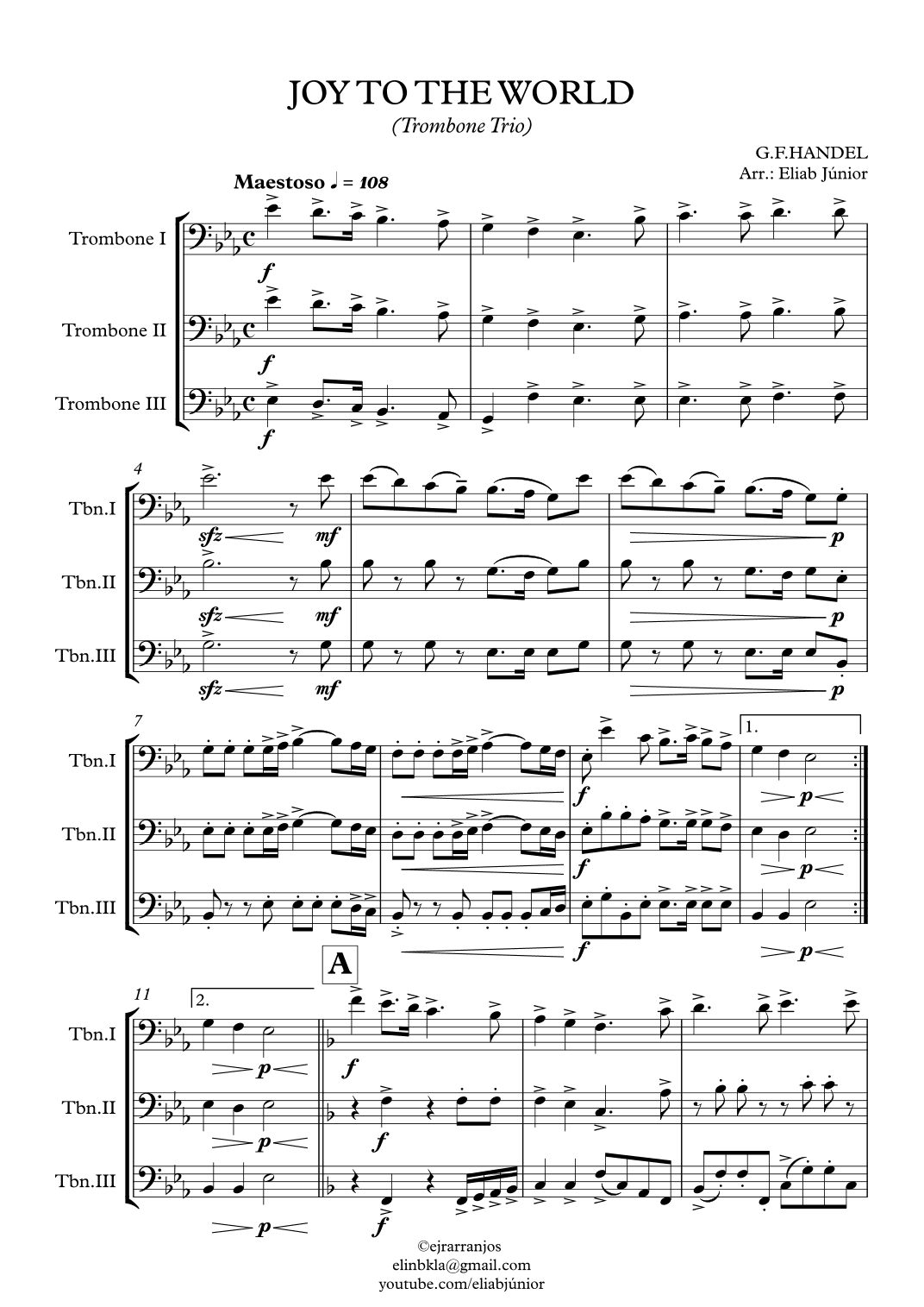Joy To The World - Trombone Trio (arr. Eliab Júnior)