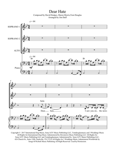 Dear Hate (arr. Jim Duff)