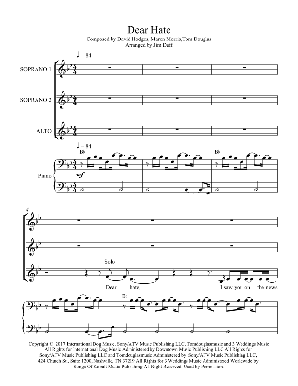 Dear Hate (arr. Jim Duff)
