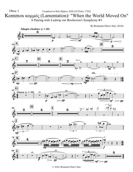 Kommos (Lamentation) / "When the World Moved On" - Oboe 1