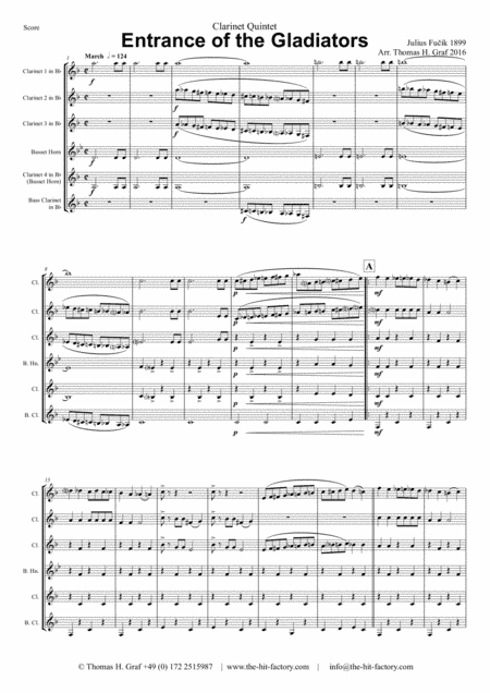 Entrance of the Gladiators (Thunder and Blazes) - Circus March - Clarinet Quintet (arr. Thomas H. Graf)