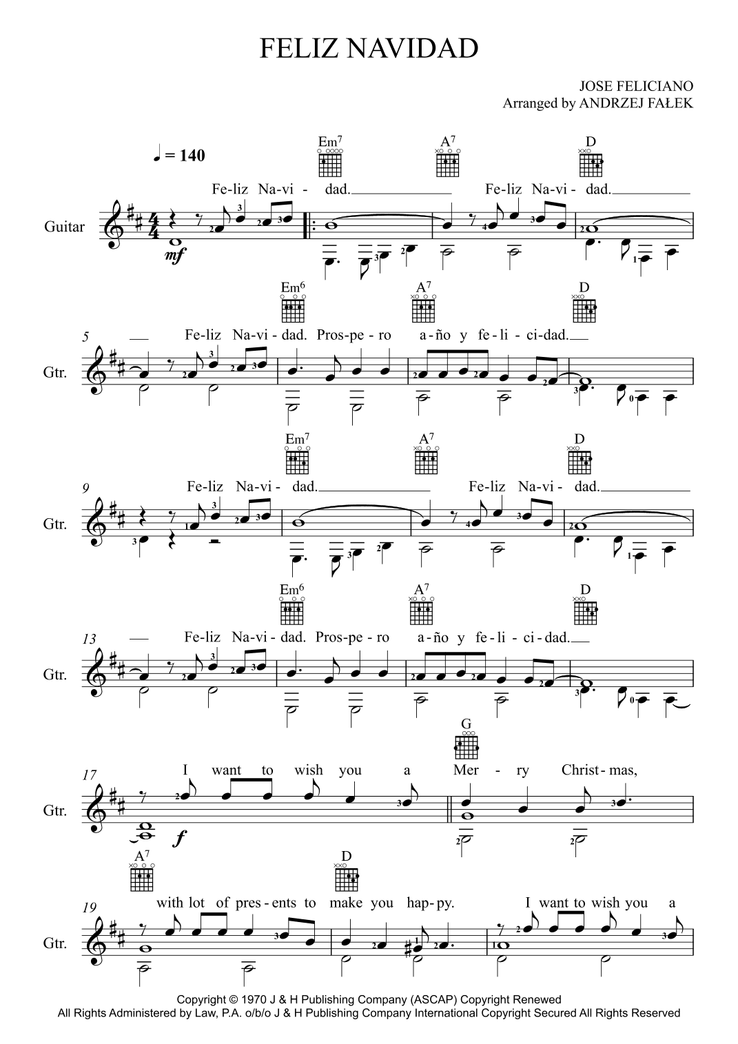 Feliz Navidad (arr. Andrzej Falek)