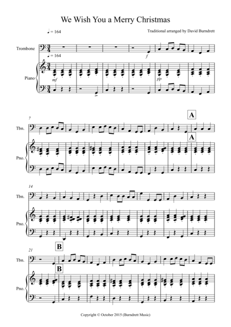 We Wish You a Merry Christmas for Trombone and Piano (arr. David Burndrett)