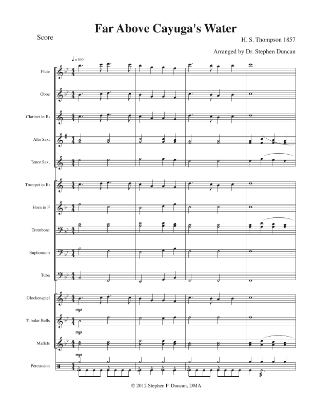 Far Above Cayuga's Waters - Score Only (arr. Stephen Frederick Duncan, DMA)