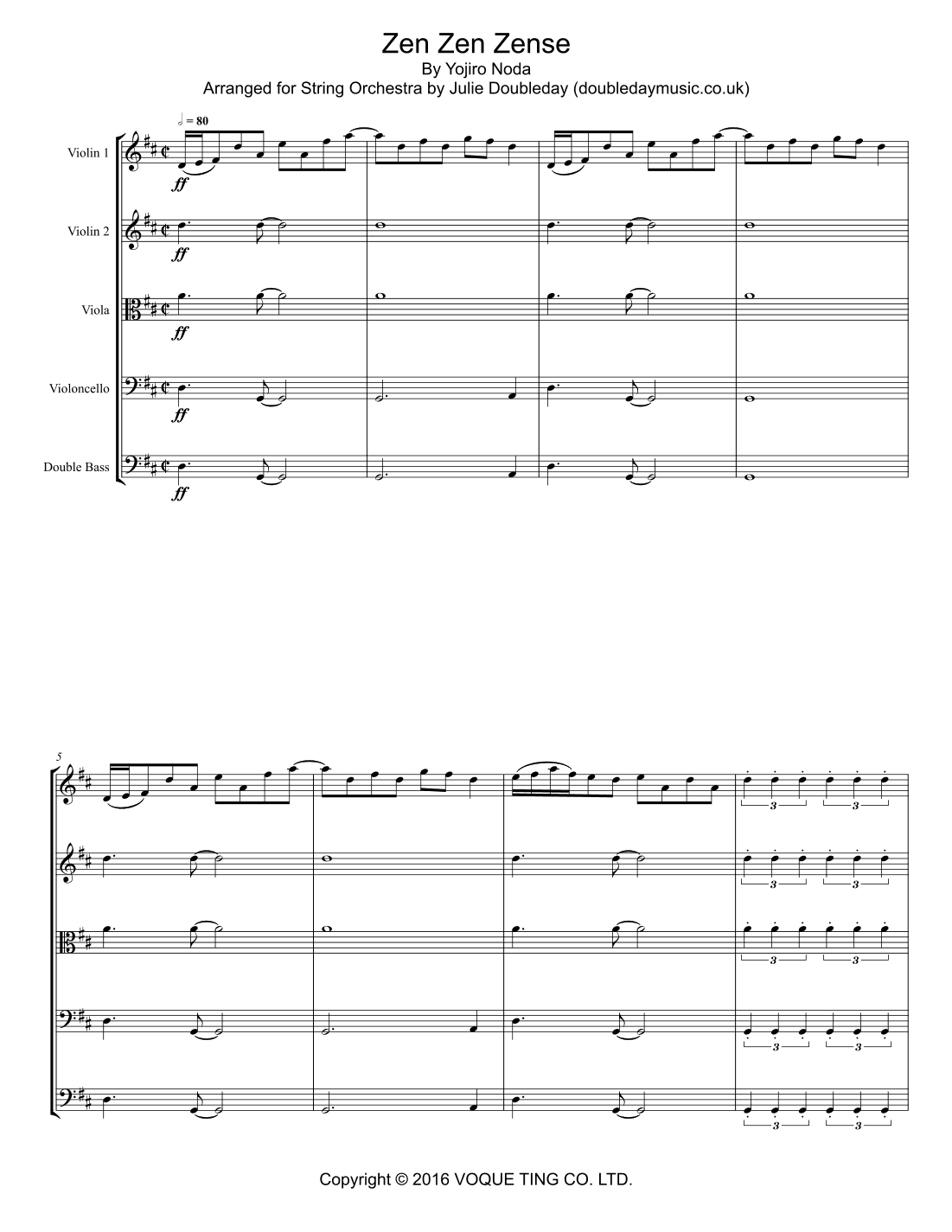 Zen Zen Zense (arr. Julie Doubleday)