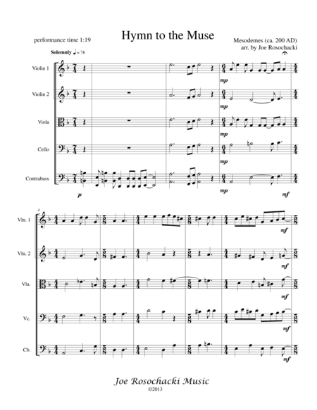 The Hymn to the Muse (arr. Joe Rosochacki)