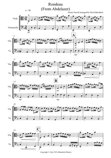 Rondeau (from Abdelazer) for Viola and Cello Duet (arr. David Burndrett)