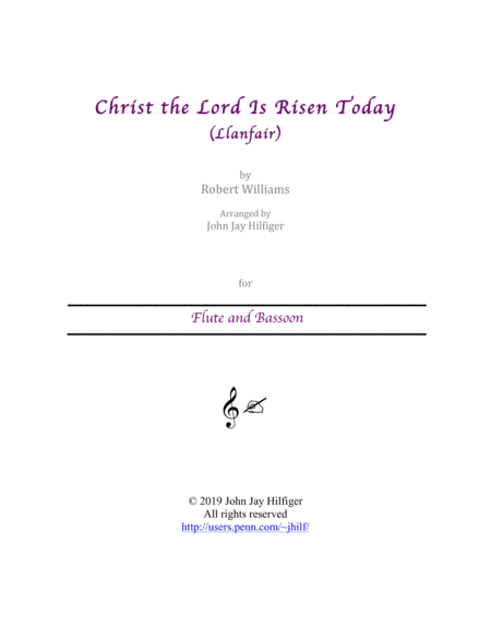 Christ the Lord Is Risen Today for Flute and Bassoon (arr. John Jay Hilfiger)