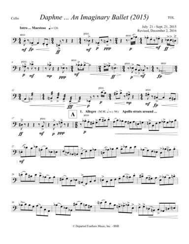 Daphne ... An Imaginary Ballet (2015) cello part