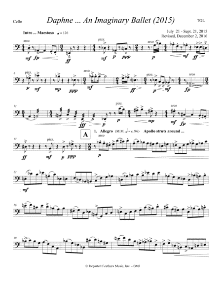 Daphne ... An Imaginary Ballet (2015) cello part
