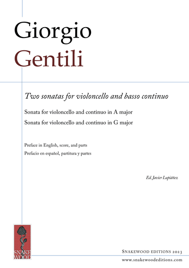 Gentili - Two sonatas for violoncello and basso continuo (preface, score and parts in PDF) (arr. Snakewood Editions)