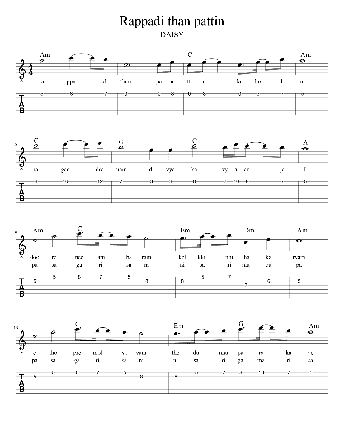Rappadi than pattin kallolini (arr. guinness sanjeevbabu)