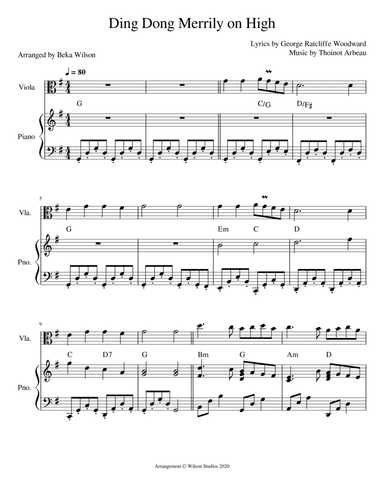 Ding Dong Merrily On High--viola solo (arr. Beka Wilson)