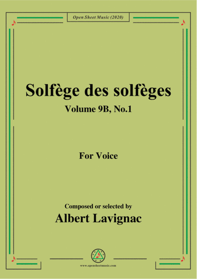 Lavignac-Solfège des solfèges,Volume 9B,No.1,for Voice (arr. MSM)