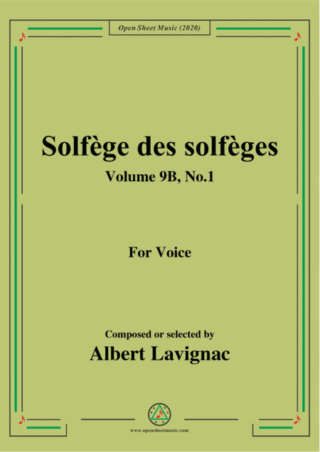 Lavignac-Solfège des solfèges,Volume 9B,No.1,for Voice (arr. MSM)