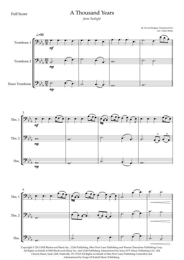 A Thousand Years (arr. Fabio Britto)