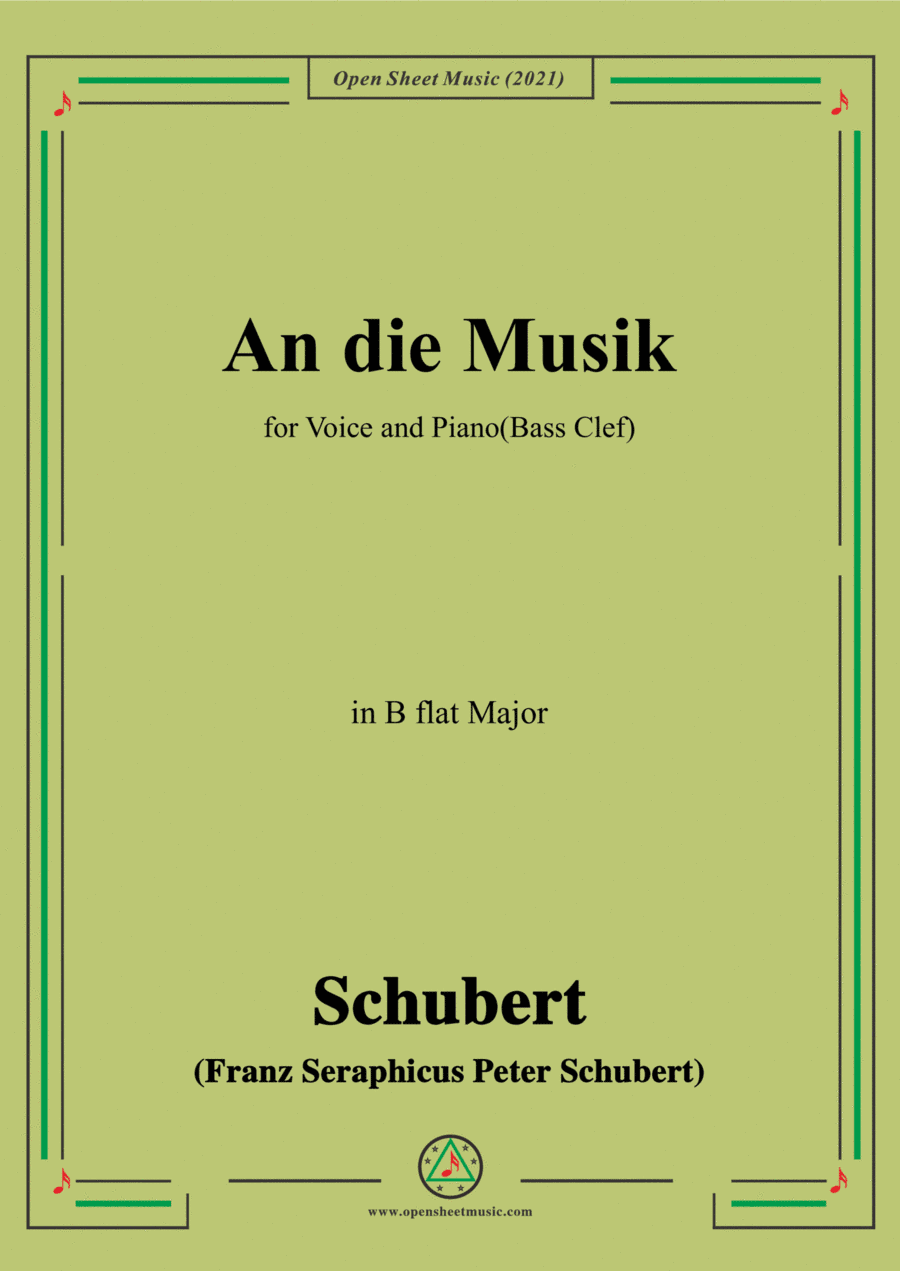 Schubert-An die Musik in B flat Major(Bass Clef) (arr. Open Cloud)